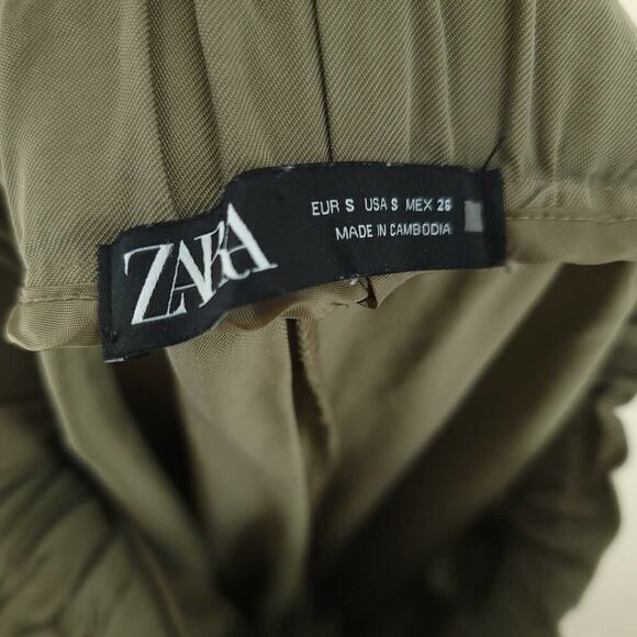 ZARA Green Paperbag Cuffed Pants SM - Picture 8 of 8